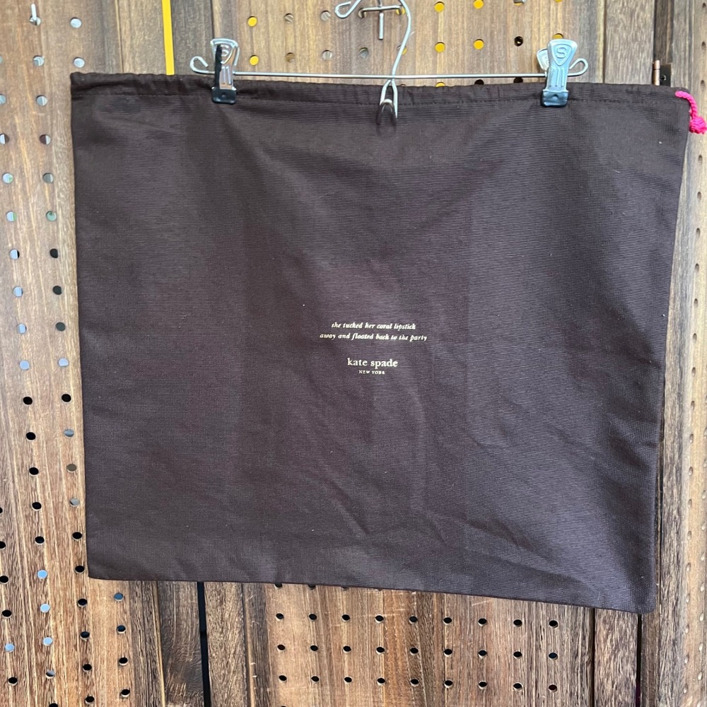 Kate Spade She Tucked Her Coral Lipstick... Brown Dust Bag 19.5x17 inches